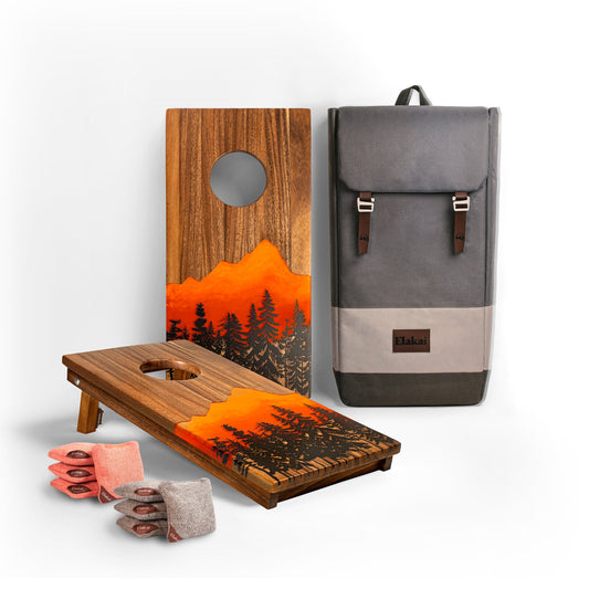 1ft x 2ft Orange Mountain Epoxy Resin Wood Compact Travel Cornhole Boards