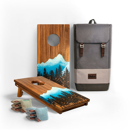 1ft x 2ft Blue Mountain Epoxy Resin Wood Compact Travel Cornhole Boards