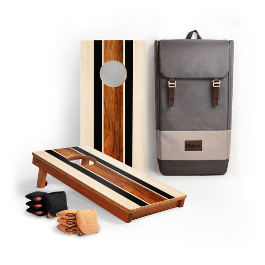 1ft x 2ft Hermosa Stripes Mahogany Pathfinder Cornhole Board Set