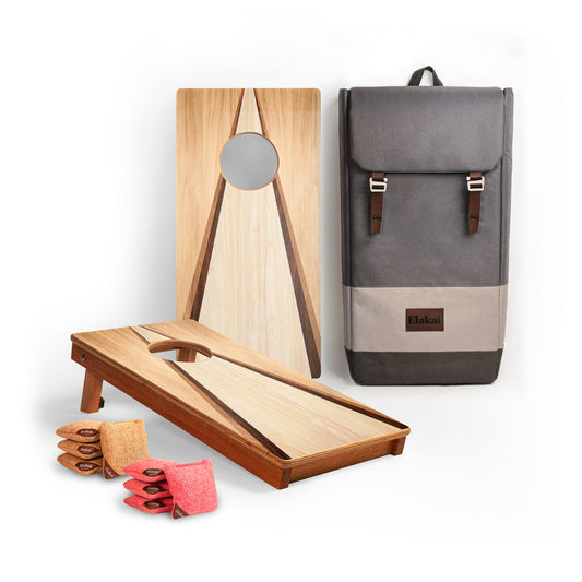1ft x 2ft Retro Wood Triangle Mahogany Pathfinder Cornhole Board Set
