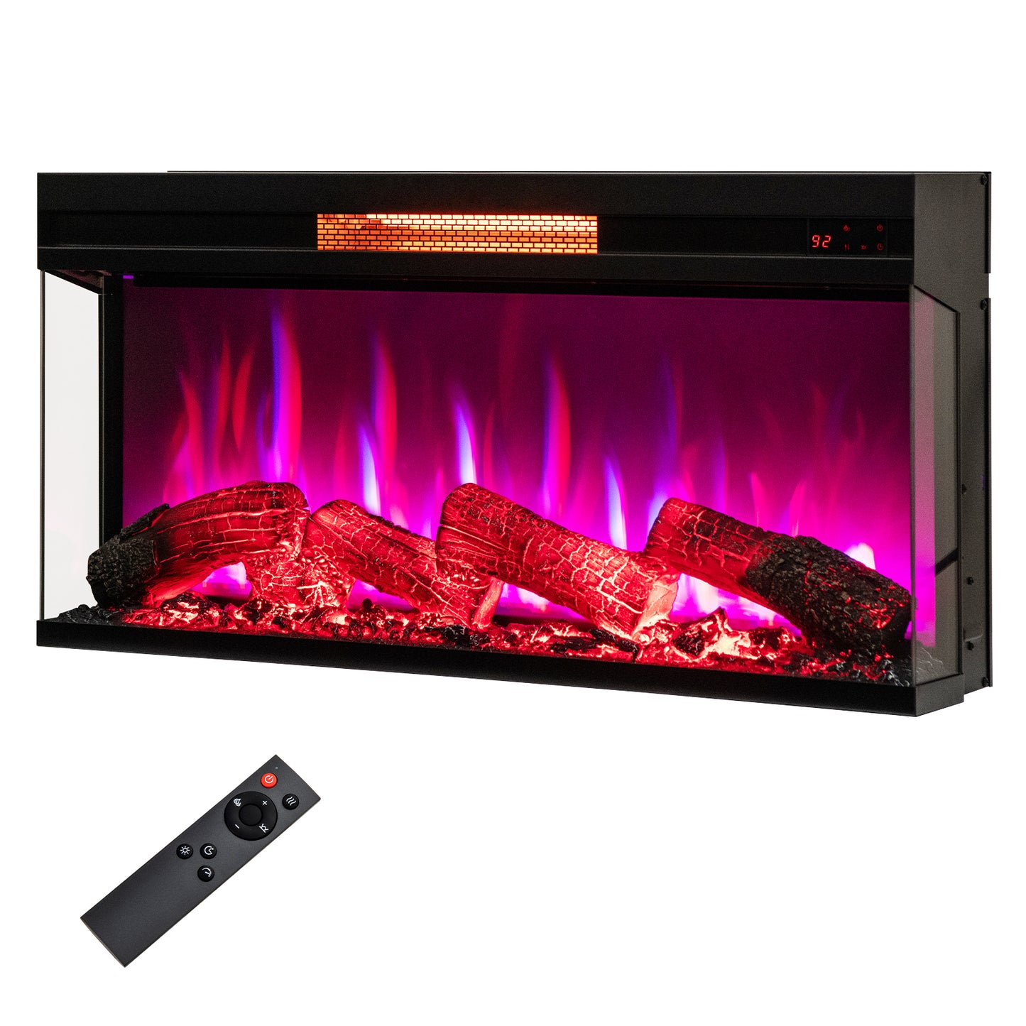 36" 3-Sided 1500W Electric Fireplace with 7-Color Flame