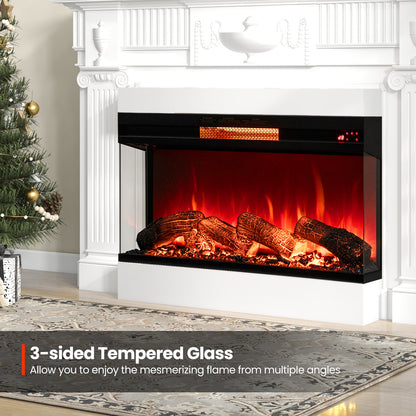 36" 3-Sided 1500W Electric Fireplace with 7-Color Flame