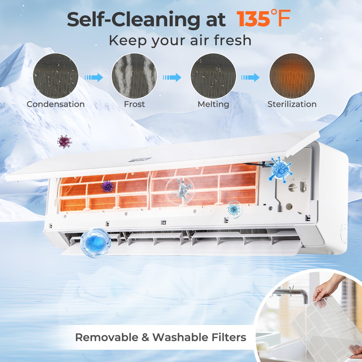 ENERGY STAR Certified 18000 BTU 25 SEER2 208-230V Mini Split Heat Pump Heating at -15°F