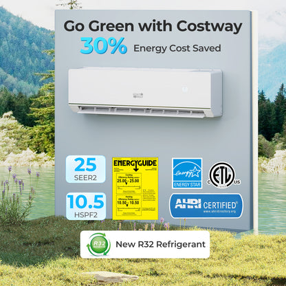 ENERGY STAR Certified 18000 BTU 25 SEER2 208-230V Mini Split Heat Pump Heating at -15°F