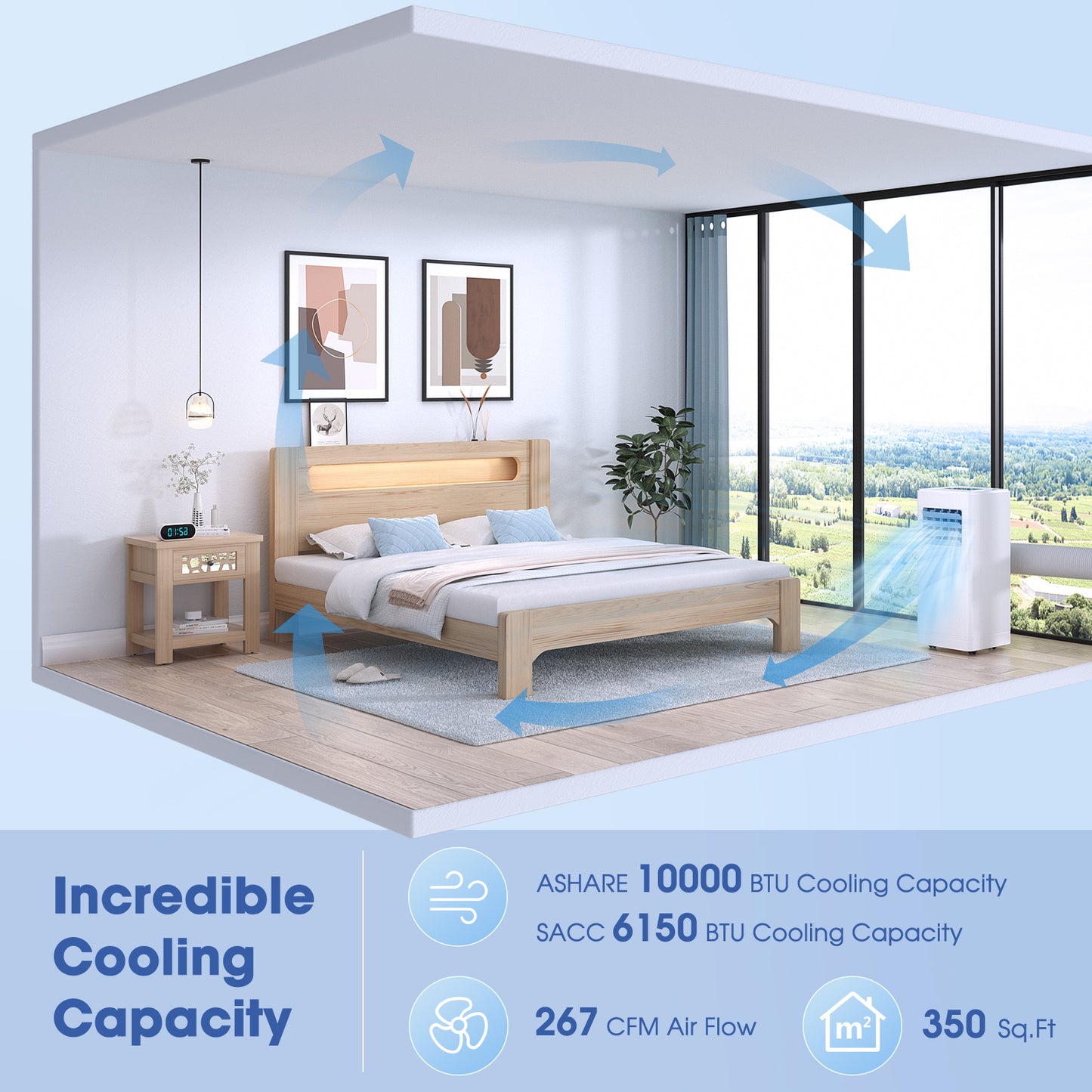 3-in-1 Portable Air Conditioner with Cooling Fan Dehumidifier Function 10000 BTU