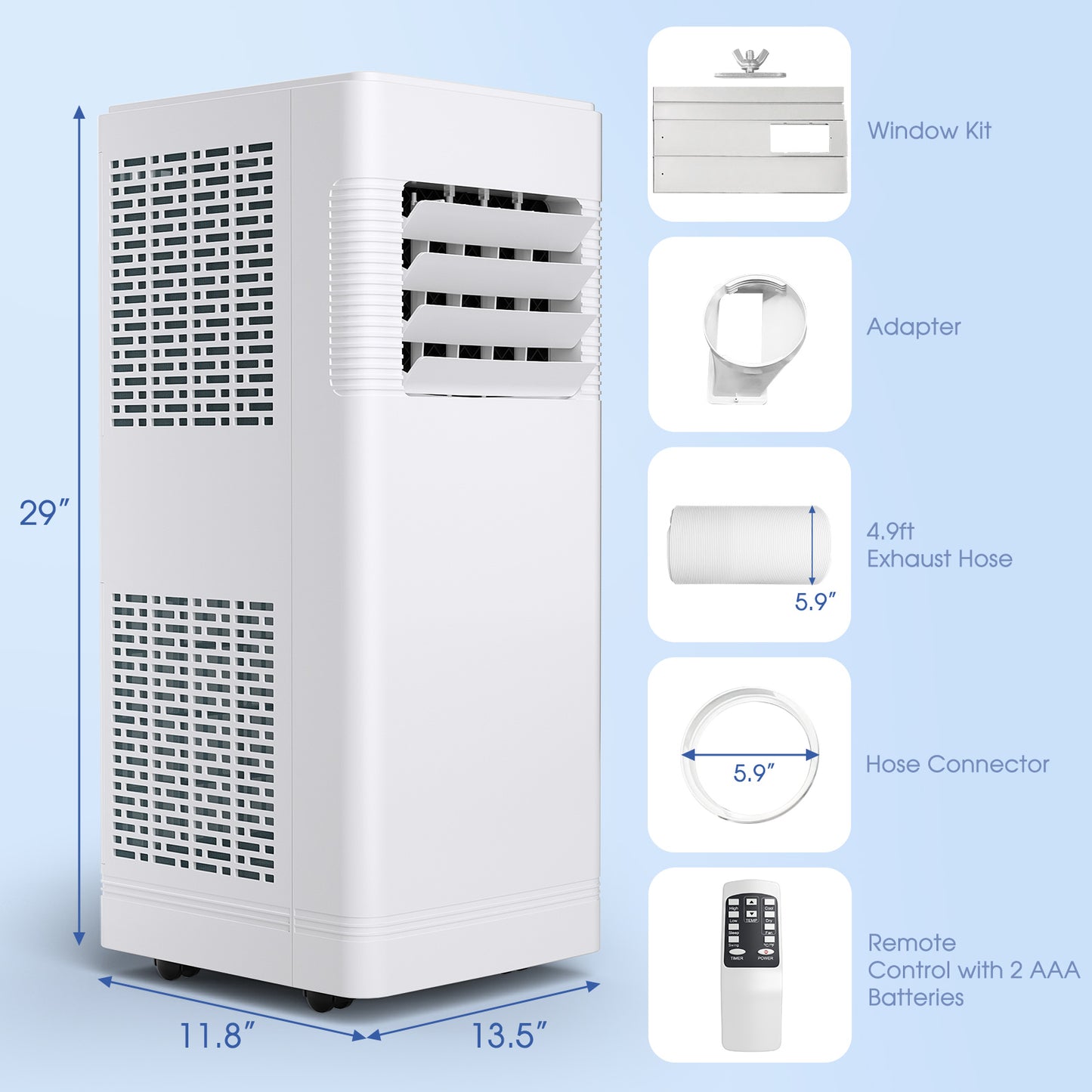 3-in-1 Portable Air Conditioner with Cooling Fan Dehumidifier Function 10000 BTU