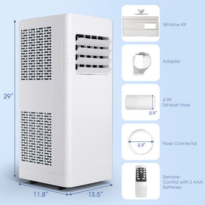 3-in-1 Portable Air Conditioner with Cooling Fan Dehumidifier Function 10000 BTU