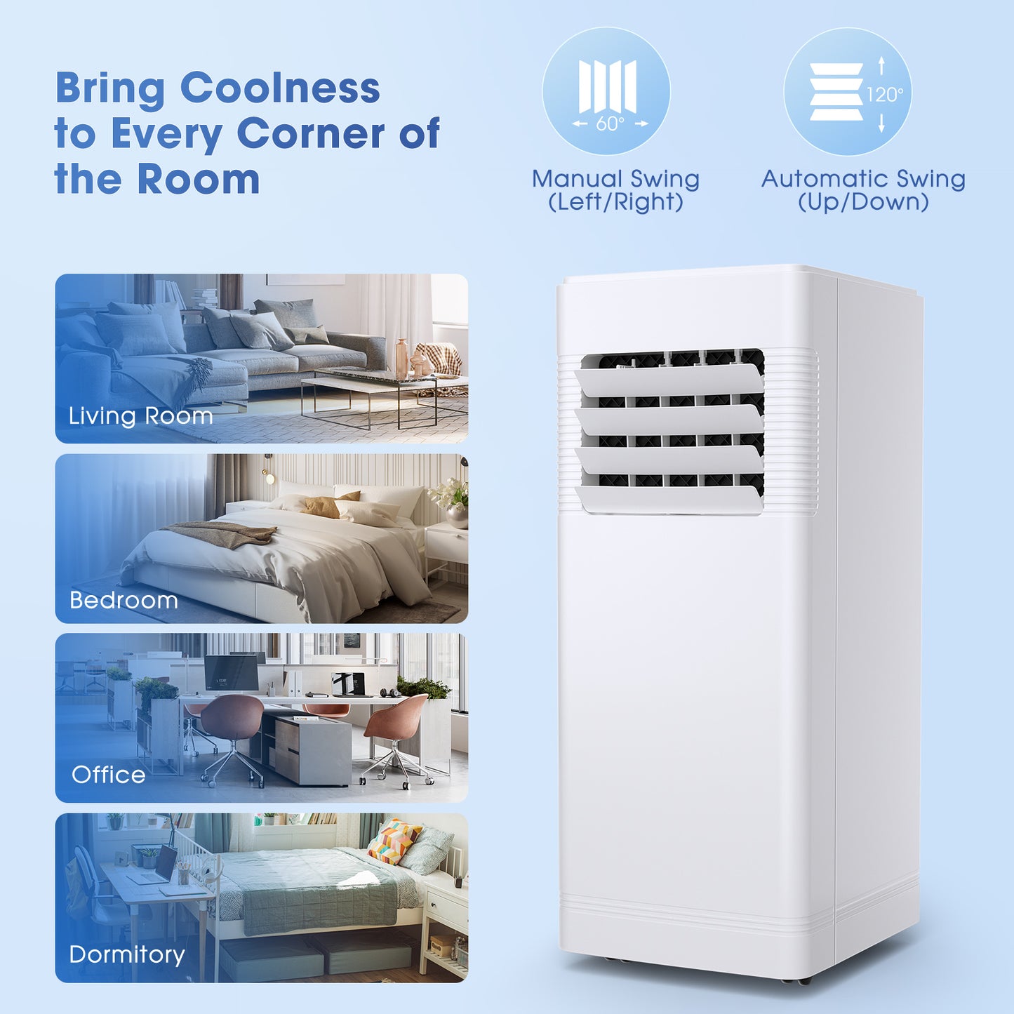 3-in-1 Portable Air Conditioner with Cooling Fan Dehumidifier Function 10000 BTU
