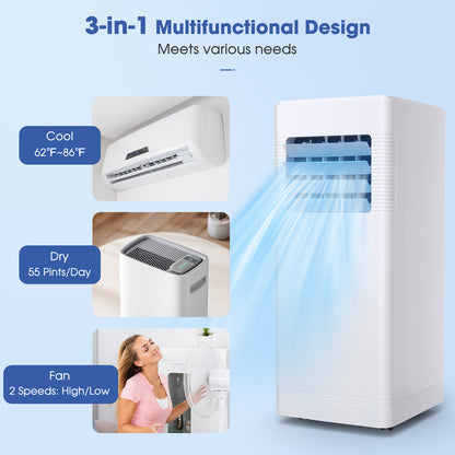 3-in-1 Portable Air Conditioner with Cooling Fan Dehumidifier Function 10000 BTU