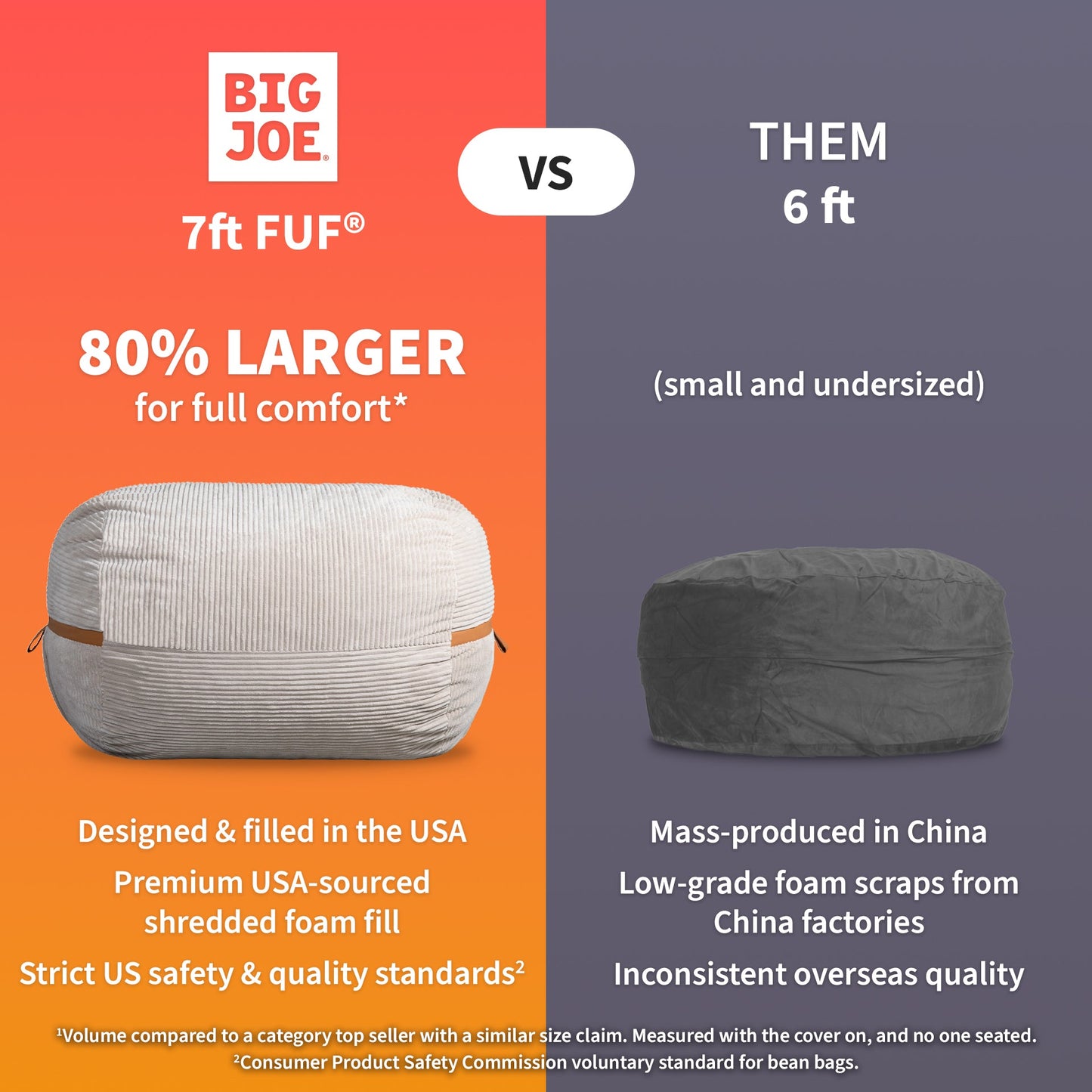 Fuf® 7Ft Foam Bean Bag Chair