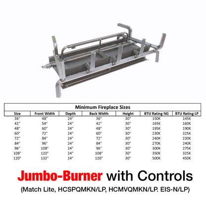 Jumbo Slimline Stainless Steel Vented Front View Burners