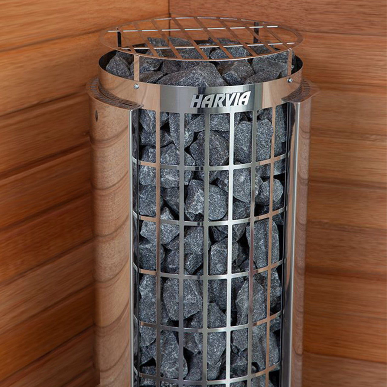 Harvia Cilindro UL Certified Electric Sauna Heater with Xenio CX45 Digital Control Panel & Sauna Stones