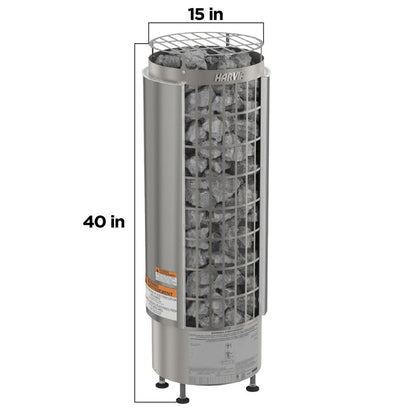 Harvia Cilindro UL Certified Electric Sauna Heater with Xenio CX45 Digital Control Panel & Sauna Stones