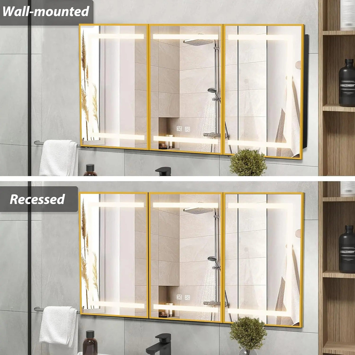 HAUSVITA Lighted Bathroom Medicine Cabinet with Mirror