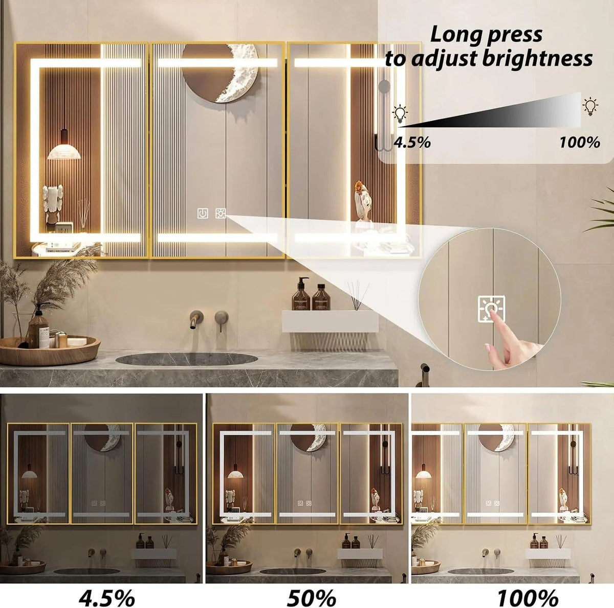 HAUSVITA Lighted Bathroom Medicine Cabinet with Mirror