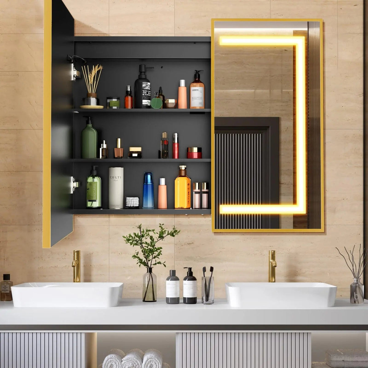 HAUSVITA Lighted Bathroom Medicine Cabinet with Mirror