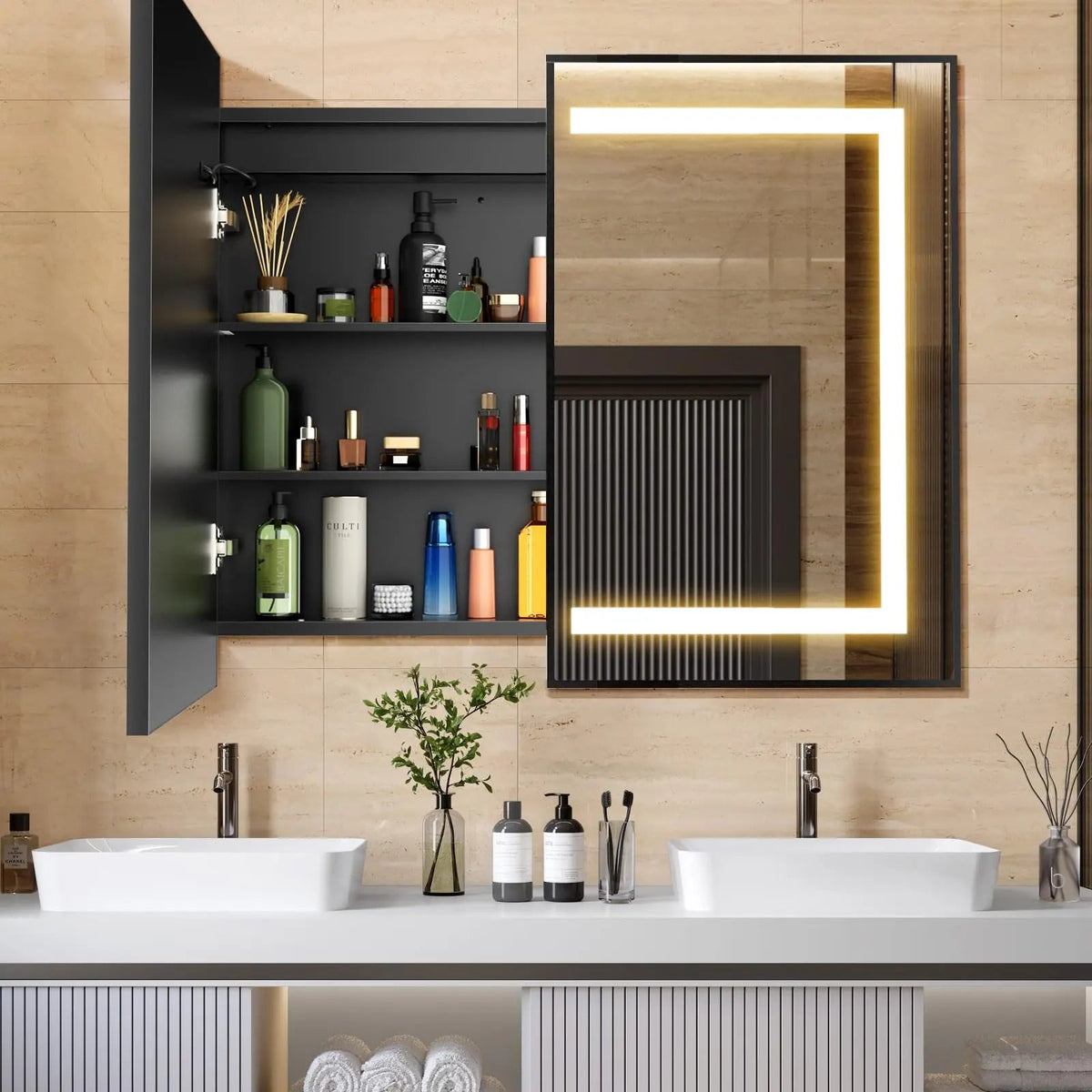 HAUSVITA Lighted Bathroom Medicine Cabinet with Mirror