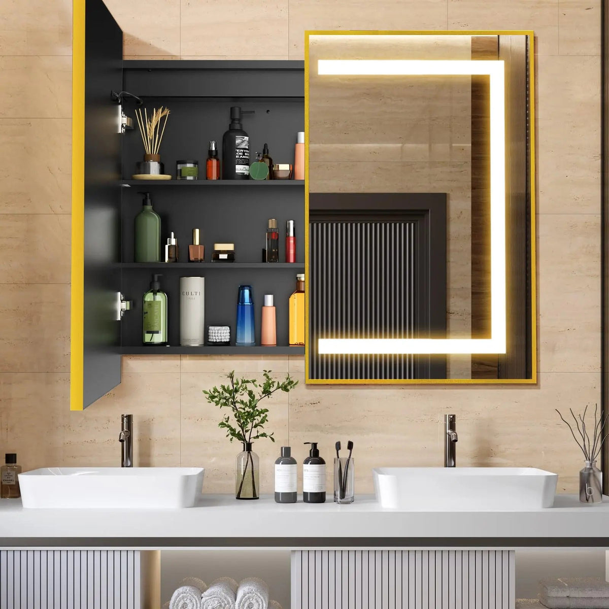 HAUSVITA Lighted Bathroom Medicine Cabinet with Mirror