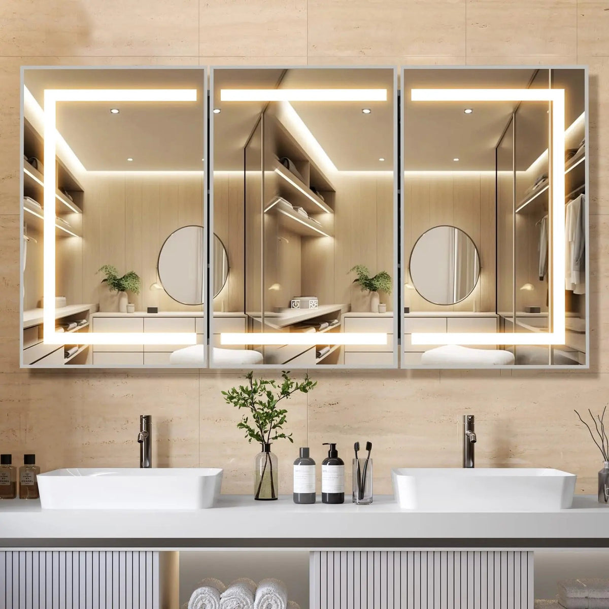 HAUSVITA Lighted Bathroom Medicine Cabinet with Mirror