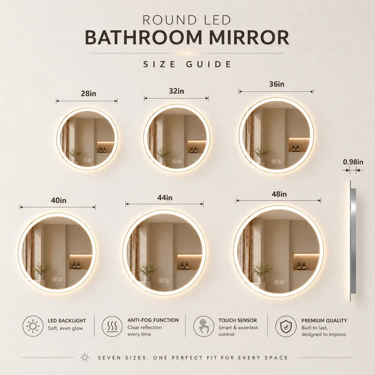 HAUSVITA Round Center Glow LED Bathroom Mirror
