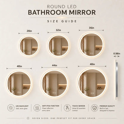 HAUSVITA Round Center Glow LED Bathroom Mirror