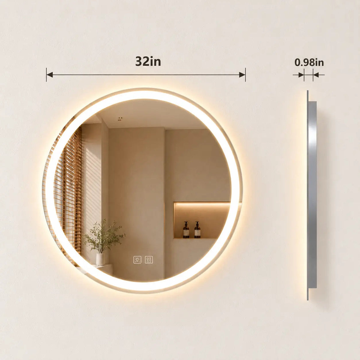 HAUSVITA Round Center Glow LED Bathroom Mirror