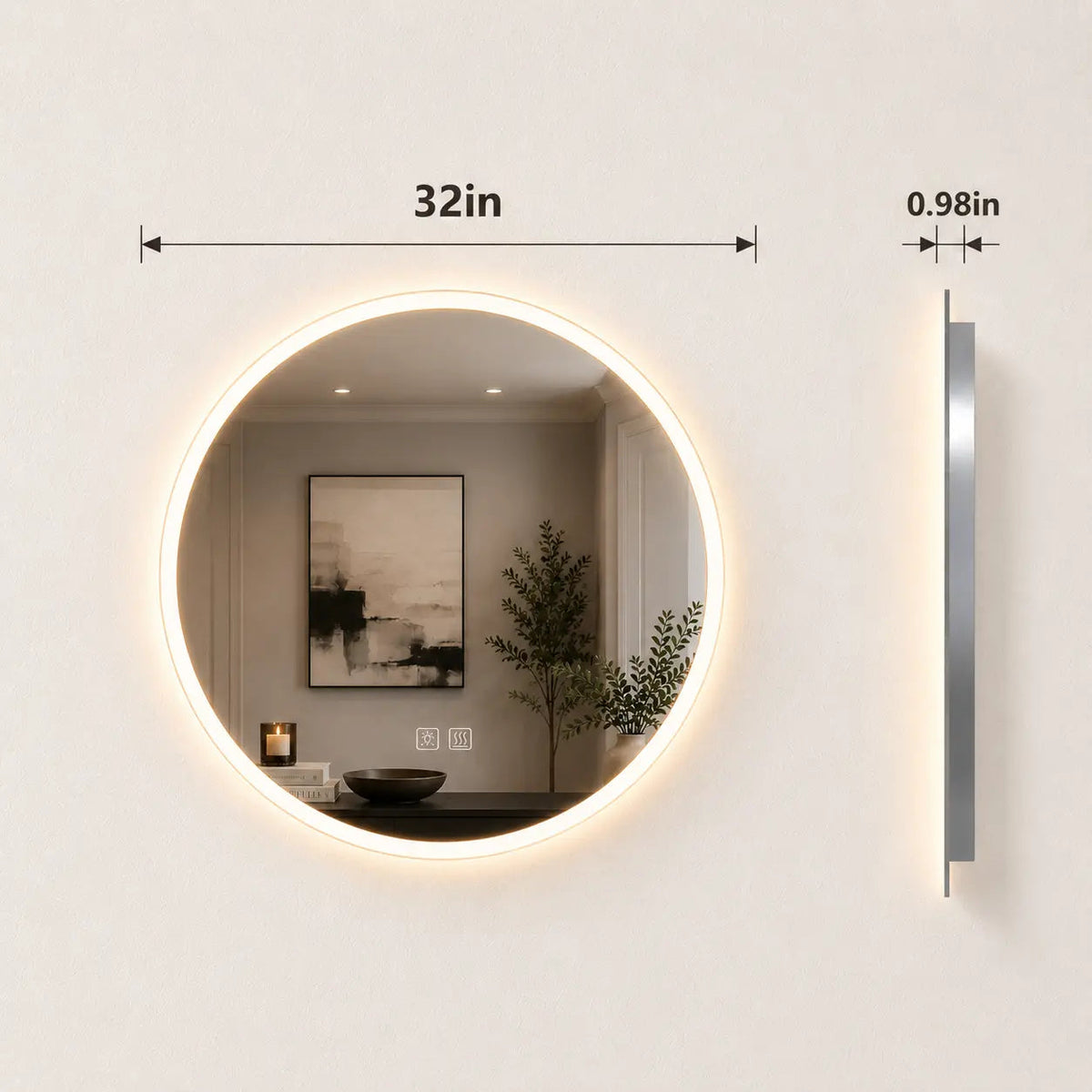 HAUSVITA Round Edge Glow LED Bathroom Mirror