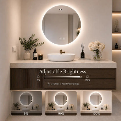 HAUSVITA Round Sleek Backlit LED Bathroom Mirror