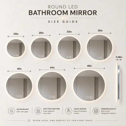 HAUSVITA Round Sleek Backlit LED Bathroom Mirror