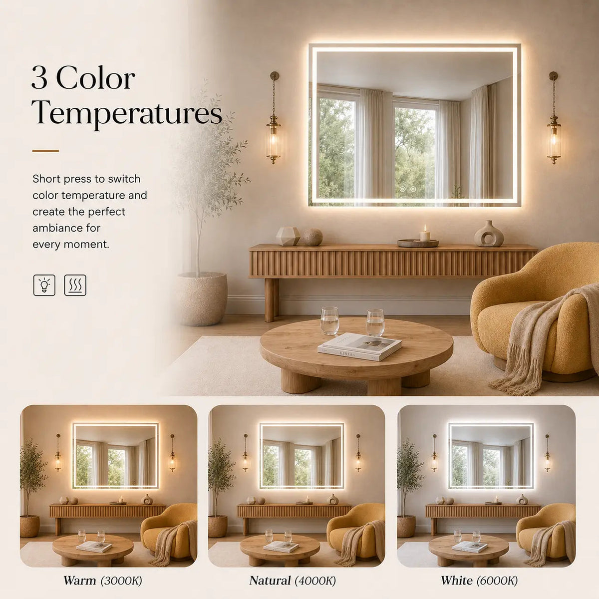 HAUSVITA Standard Center Glow LED Bathroom Mirror