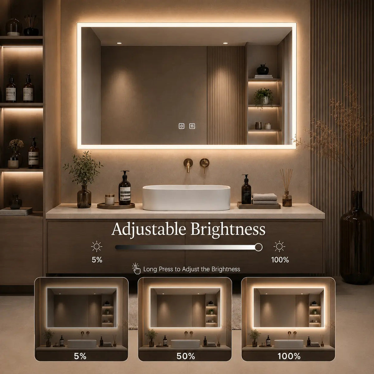 HAUSVITA Standard Edge Glow LED Bathroom Mirror