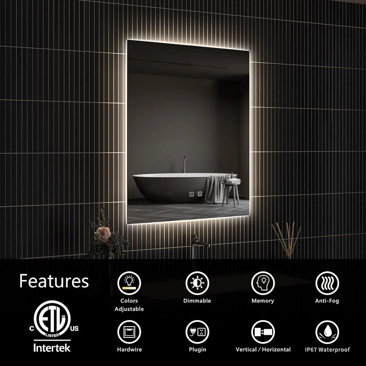 HAUSVITA Standard Sleek Backlit LED Bathroom Mirror