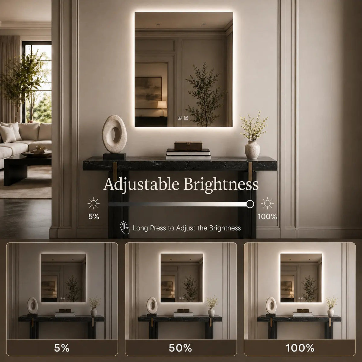 HAUSVITA Standard Sleek Backlit LED Bathroom Mirror