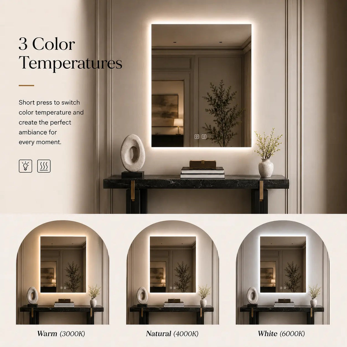 HAUSVITA Standard Sleek Backlit LED Bathroom Mirror