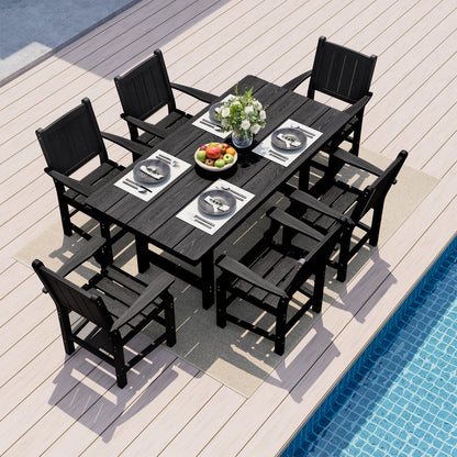 Corex HDPE Outdoor Dining Set, 7-Piece, Black