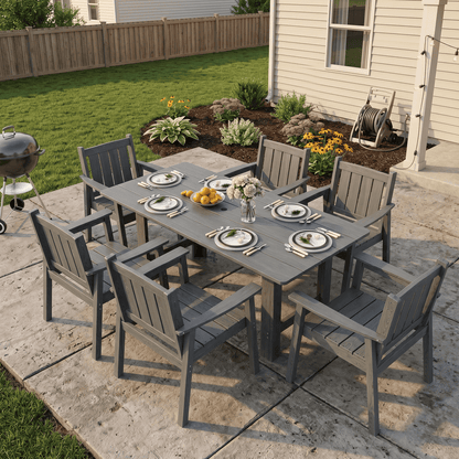 Corex HDPE Outdoor Dining Set, 7-Piece, Gray