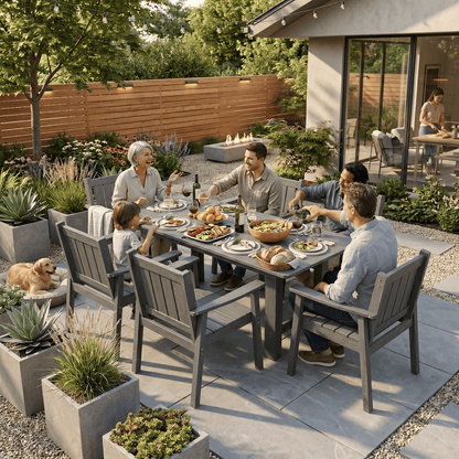 Corex HDPE Outdoor Dining Set, 7-Piece, Gray