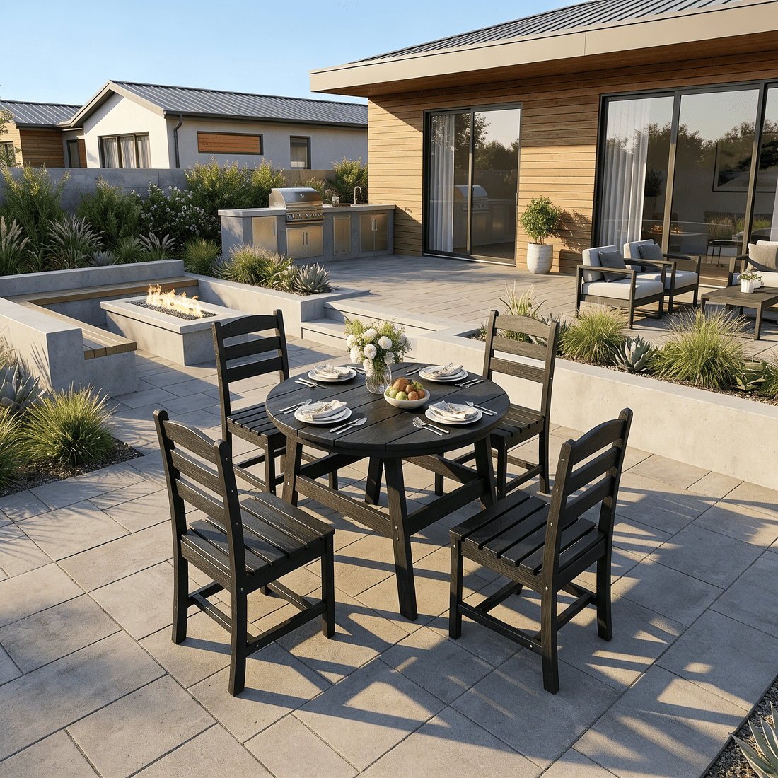 Pamapic HDPE Outdoor Dining Set (5 Pieces)