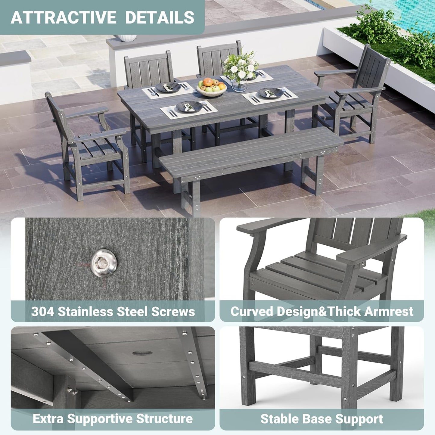 Corex HDPE Outdoor Dining Set, 6-Piece