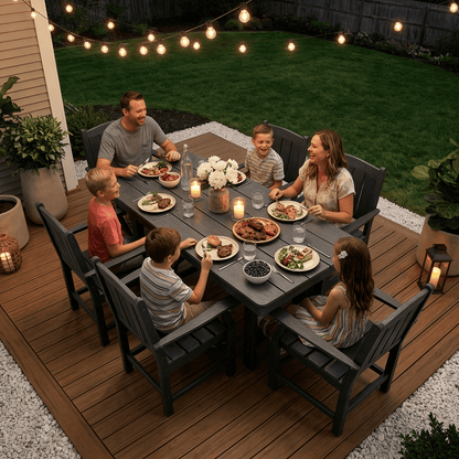 Corex HDPE Outdoor Dining Set, 7-Piece, Black