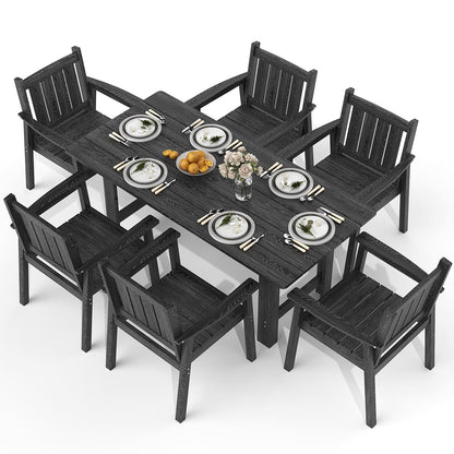 Corex HDPE Outdoor Dining Set, 7-Piece, Black