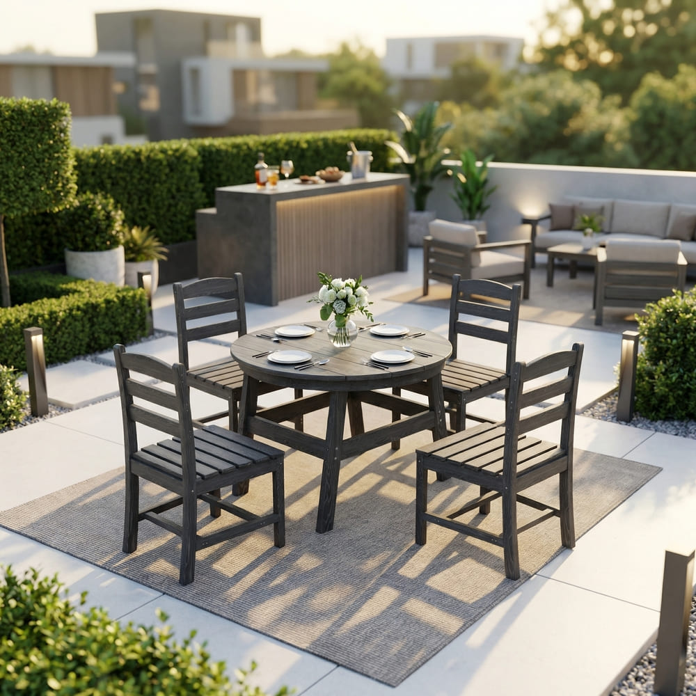 Pamapic HDPE Outdoor Dining Set (5 Pieces)