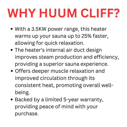 Huum Cliff Mini 4 3.5KW Electric Sauna Heater With Digital Controller & Sauna Stones