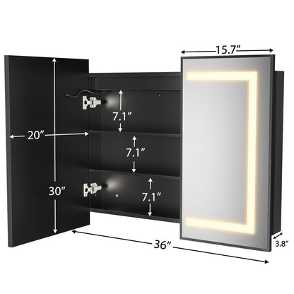 Hausvita Framed Recessed LED Light Bathroom Medicine Cabinet - medium
