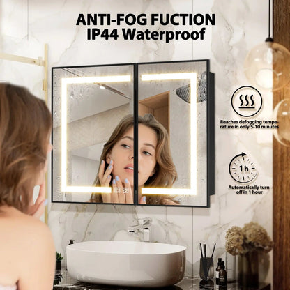 Hausvita Framed Recessed LED Light Bathroom Medicine Cabinet - medium
