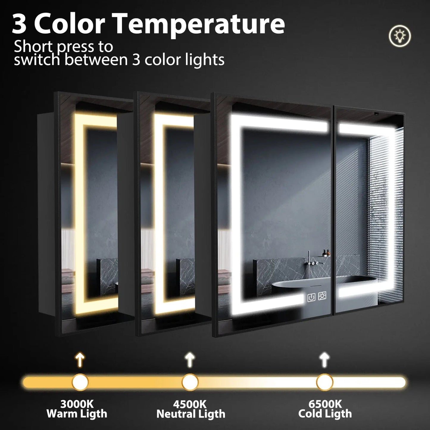 Hausvita Framed Recessed LED Light Bathroom Medicine Cabinet - medium