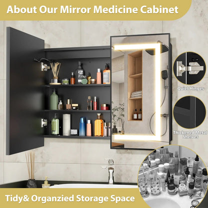 Hausvita Framed Recessed LED Light Bathroom Medicine Cabinet - medium