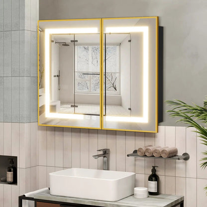 Hausvita Framed Recessed LED Light Bathroom Medicine Cabinet - medium