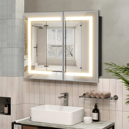 Hausvita Framed Recessed LED Light Bathroom Medicine Cabinet - medium