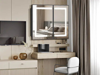 Hausvita Framed Recessed LED Light Bathroom Medicine Cabinet - medium